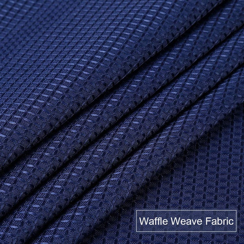NANAN Tier Curtains,Waffle Weave Textured Tailored Short Curtains for Bathroom Waterproof Window Covering Kitchen Cafe Curtains - 30" x 45", Navy Blue, Set of 2 - Image 5
